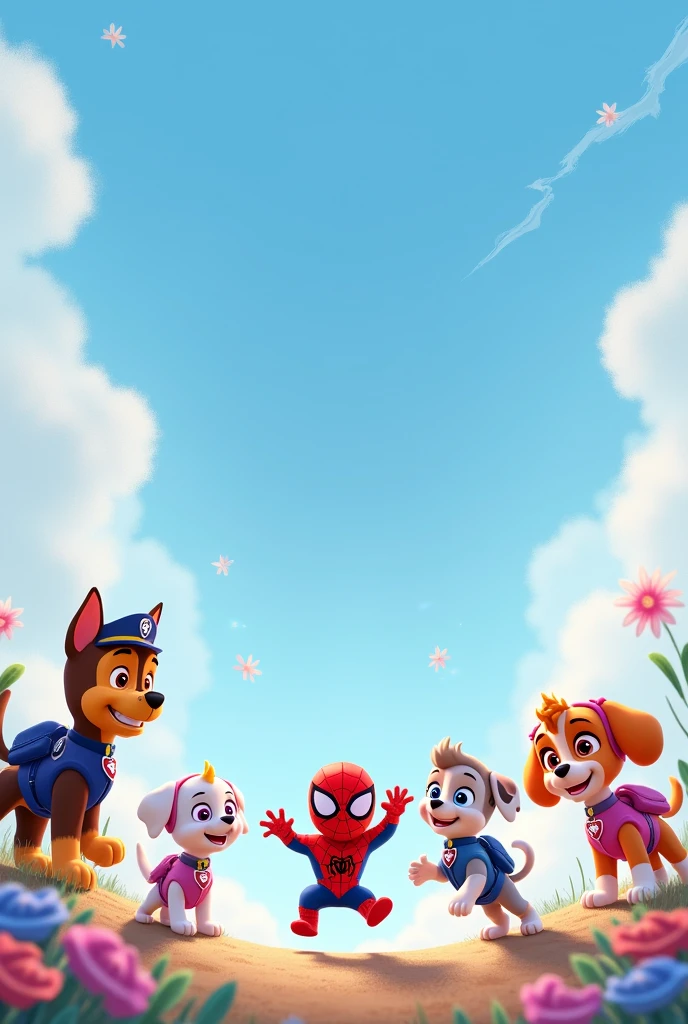 Light blue paw patrol and spiderman wallpaper
