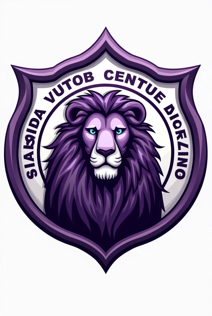 Shield sixth year with purple lion Without the whole body Round with the name sixth year in Brazilian 

