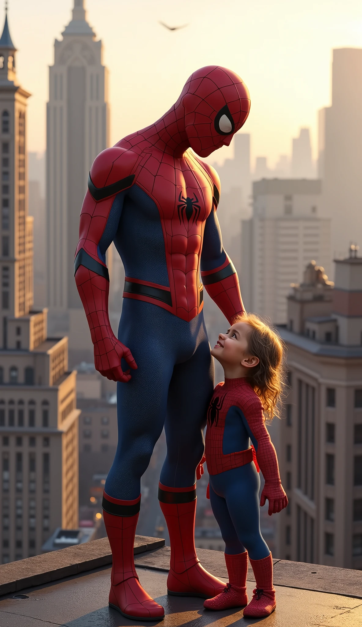 Spiderman with daughter