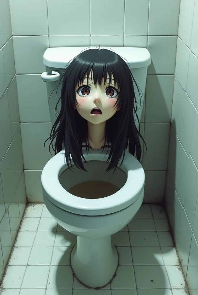 Haruhi Suzumiya becomes a toilet bowl Head in the toilet、Looking up at me