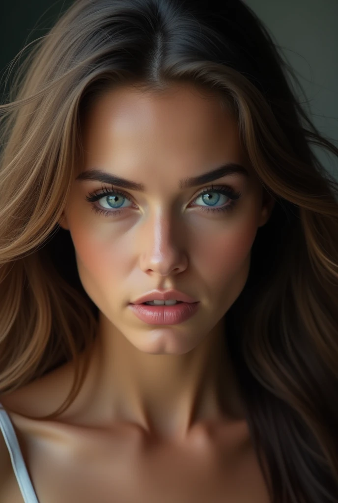 woman 2 , brown hair and strong blue eyes