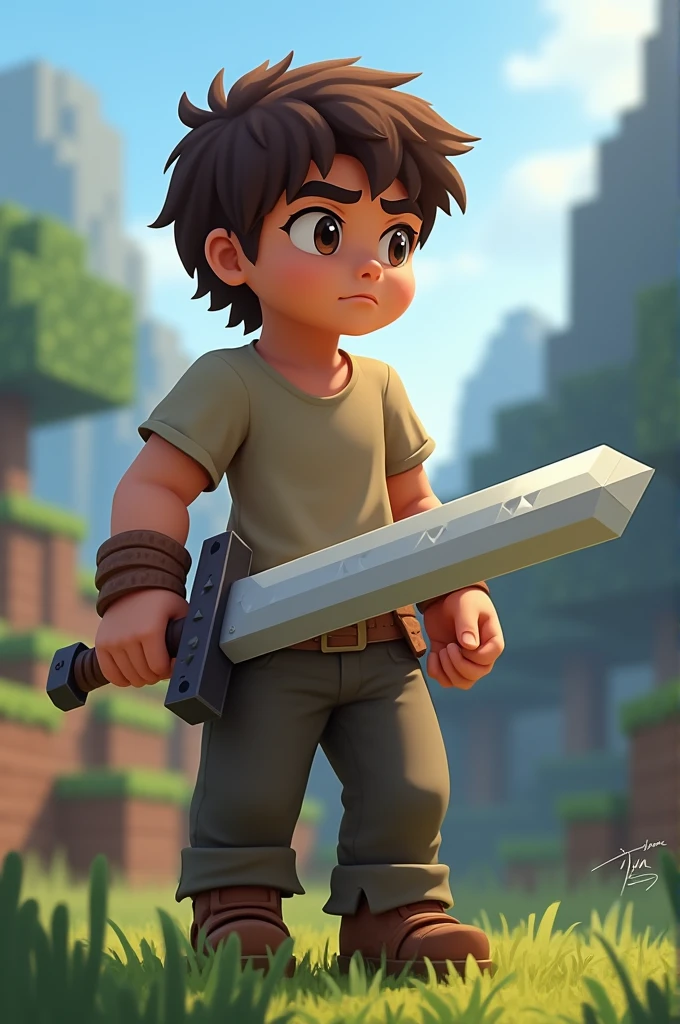 Like one boy one Minecraft sword look right side