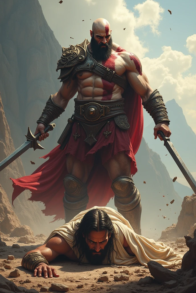 Kratos wins the battle against Jesus 