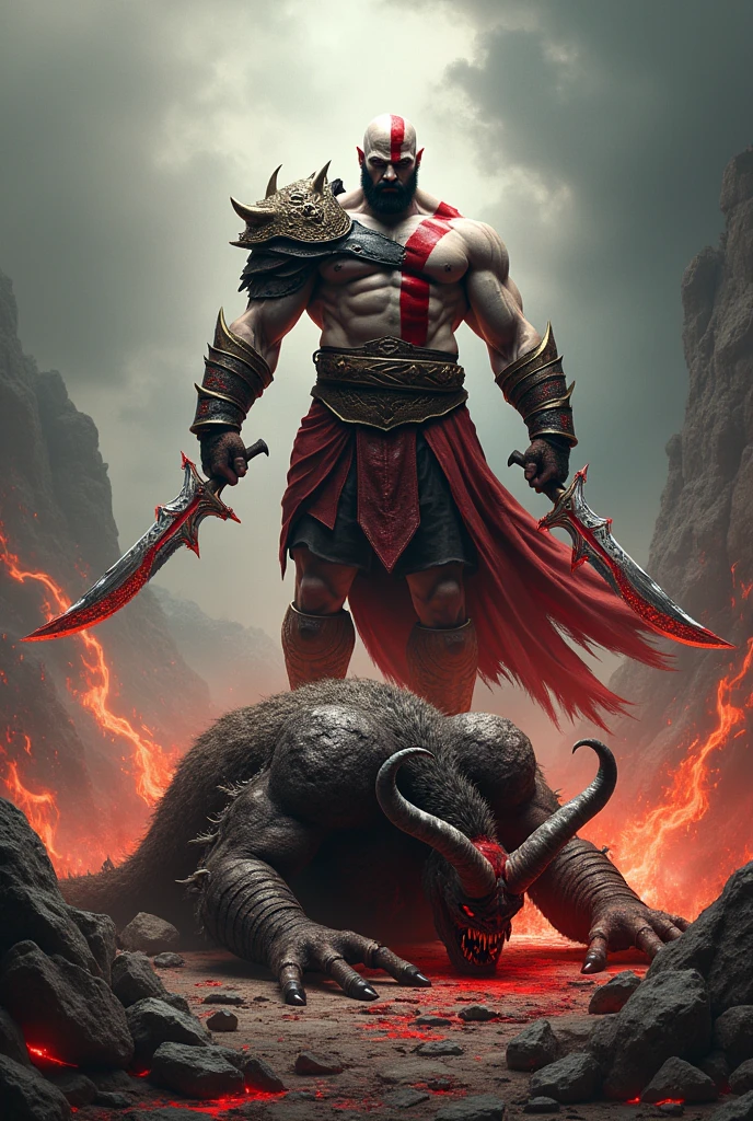 Kratos wins the battle against the devil