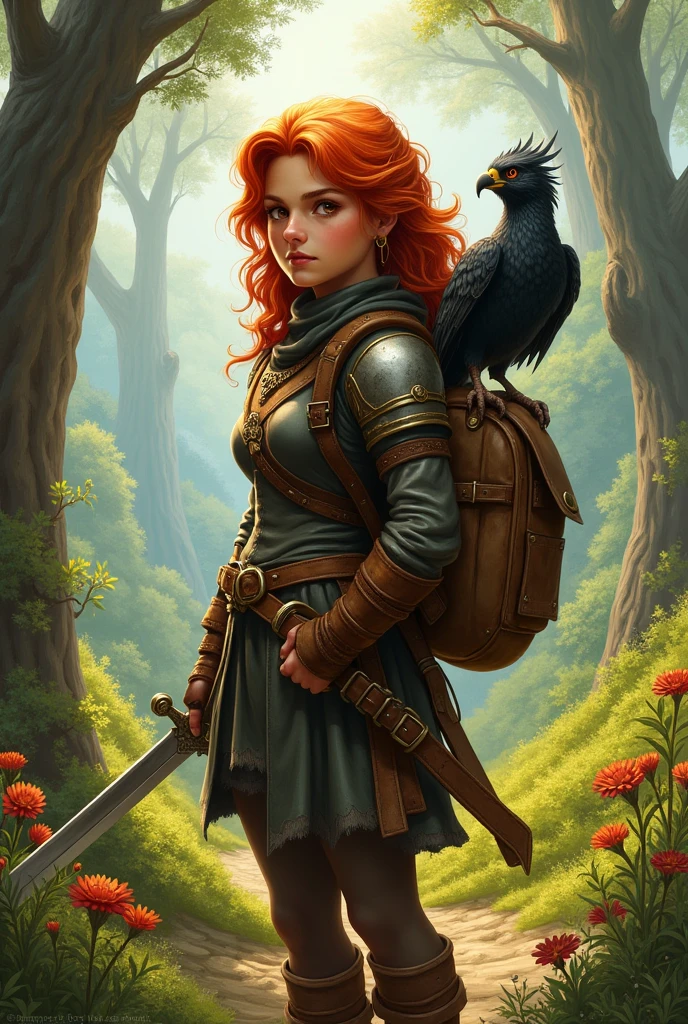 Female halfling character with a snipe on her back RPG