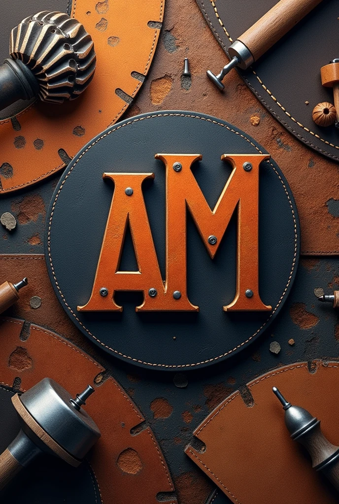 I want to create an image for a company specializing in leather working, wood working, 3d printing, and blacksmithing with the AM symbol
