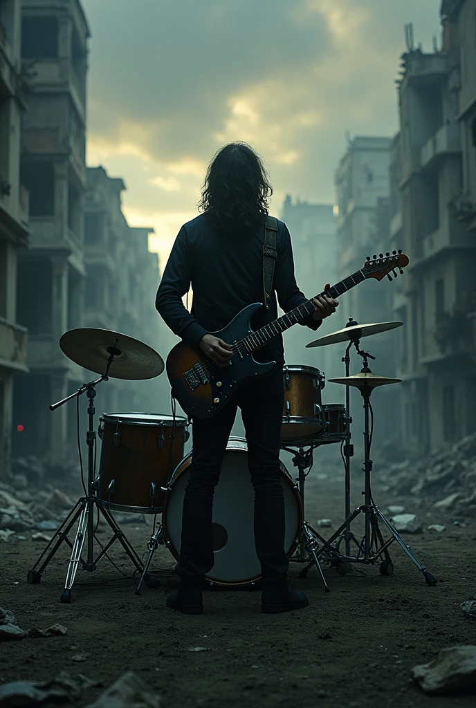Apocalyptic background Guitar and drums
