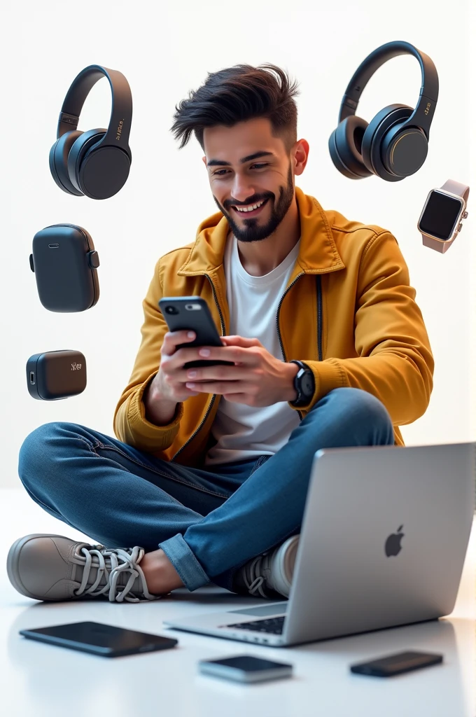 Give me a realistic image about technology that takes all the new technological gadgets to put on the Instagram profile