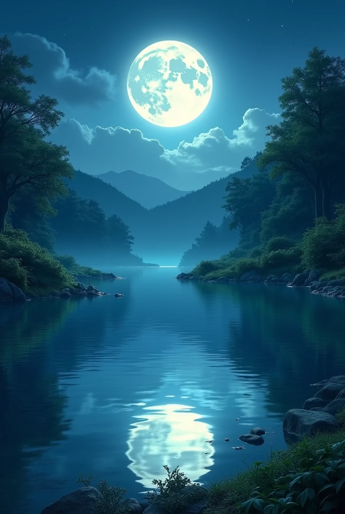 Lake and moon reflects