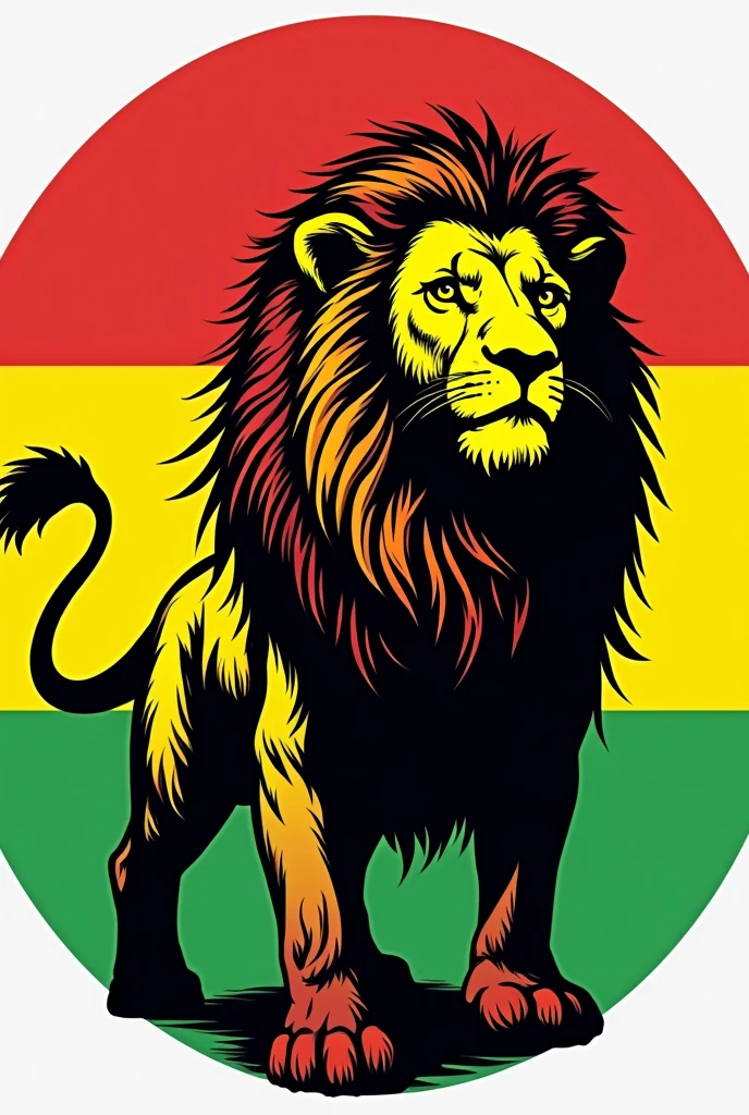 Make a round logo that has the image of a lion rasta colors