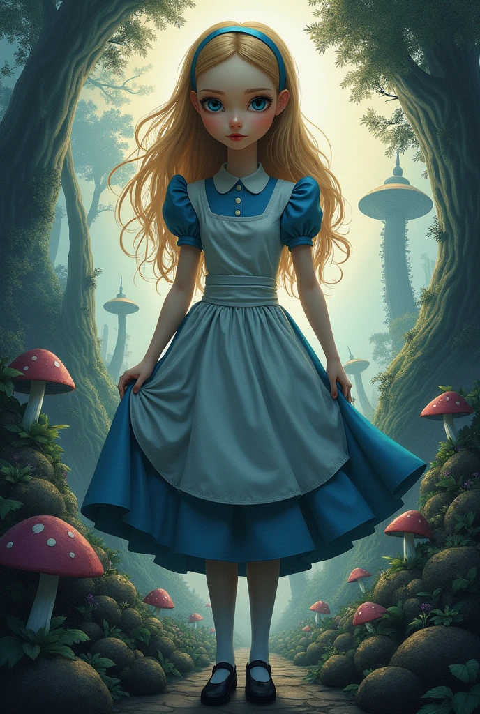 Alice in Wonderland poster with a mysterious style