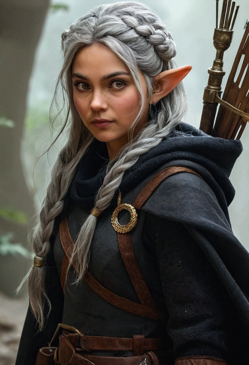 make her ears smaller, make her ears rounded, make her hair black and white, make her hair salt and pepper, make her more mature, make her age 42