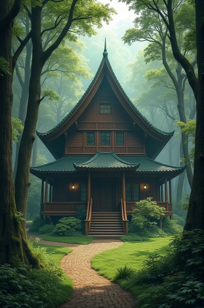 iban long house forest background ((best quality)), ((masterpiece)), (detailed), perfect face