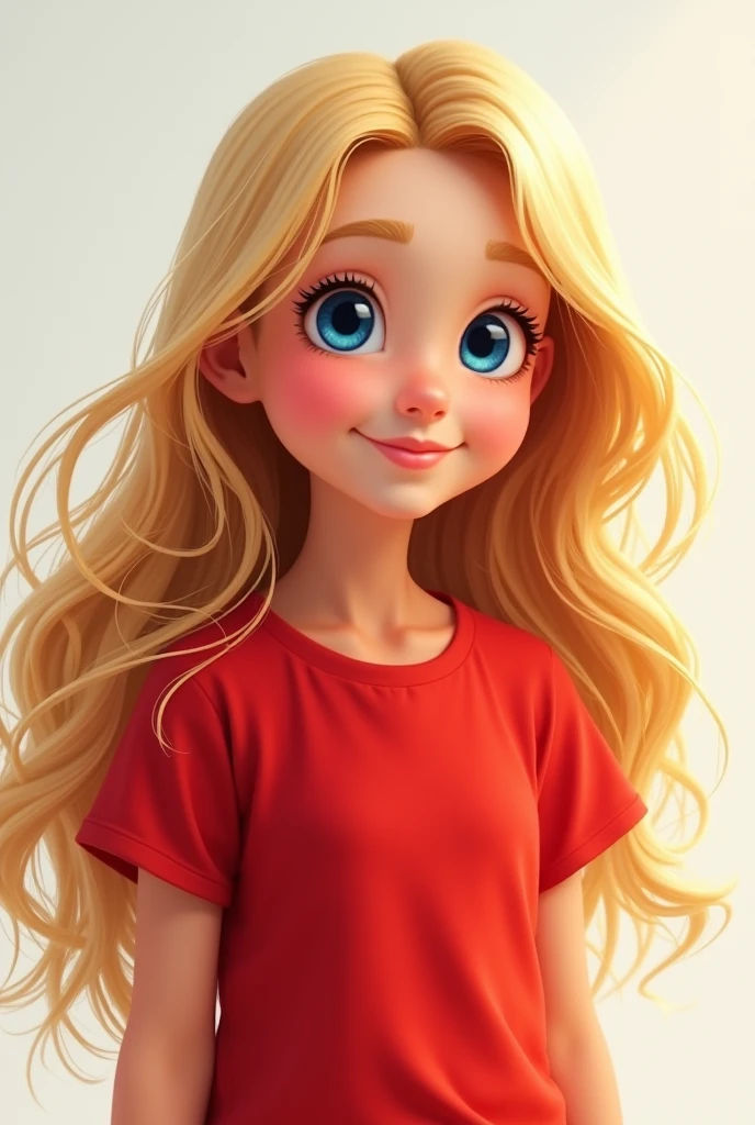 Girl with blonde hair and red shirt