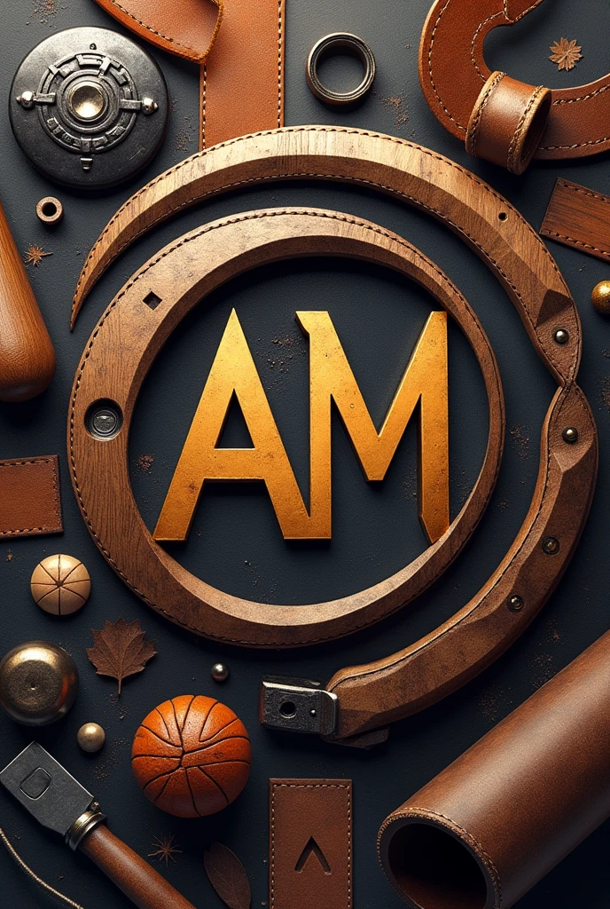 I want to create an image for a company specializing in leather working, wood working, 3d printing, and blacksmithing with the AM symbol
