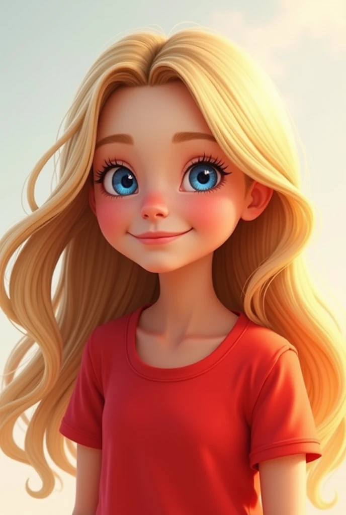 Girl with blonde hair and red shirt