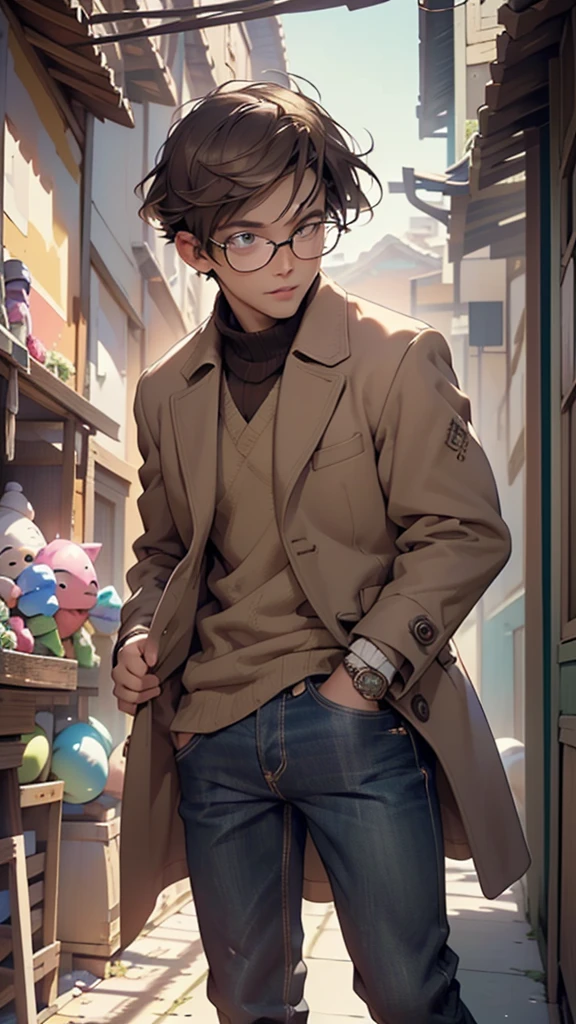 male, muscle, 1boy, muscular, 2 man,young,1 man,(((1male,1 male, 1man, 1 man,man:1.5,male,male gender:1.5,handsome man,male focus,))),stubble,detailed face,(short hair,brown hair,nice hair style,),(((brown_eyes:1.3))),intricate eyes, detailed eyes,symmetrical eyes, ((detailed face)),    

 nerd,((glasses)),(open coat, european fashion,coat, jeans,white shirt,  masculine features, modern style,mexican clothes),(((brown coat, brown coat outfit, wearing a brown coat:1.3,mexican brown coat))),((bulge in pants)),((intricate outfit,intricate clothes)),

(dynamic pose:1.0),smile,(centered,scale to fit dimensions,Rule of thirds),

inside,indoor,((mexican house with piñata,piñatas in the background:1.3)),scenery:1.25,((intricate scenery)),((mexican decorations)),

(Glossy mexican ornaments),highres,sharp focus,(ultra detailed,extremely detailed),(photorealistic artwork:1.37),(extremely detailed CG unity 8k wallpaper),(((vibrant colors,vibrant theme))),(intricate),(masterpiece),(best quality),artistic photography,(photography taken by sldr),(intricate background),perfect rendered face,perfect face details,realistic face,photo realistic,((intricate detail)),(((realism))),
