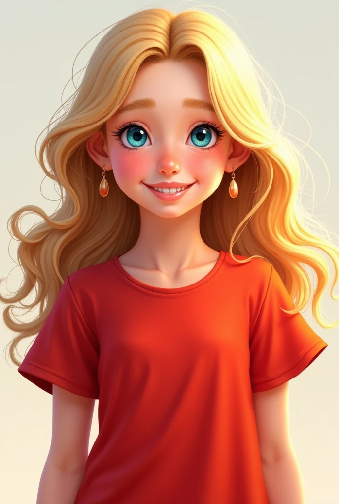 Girl with blonde hair and red shirt