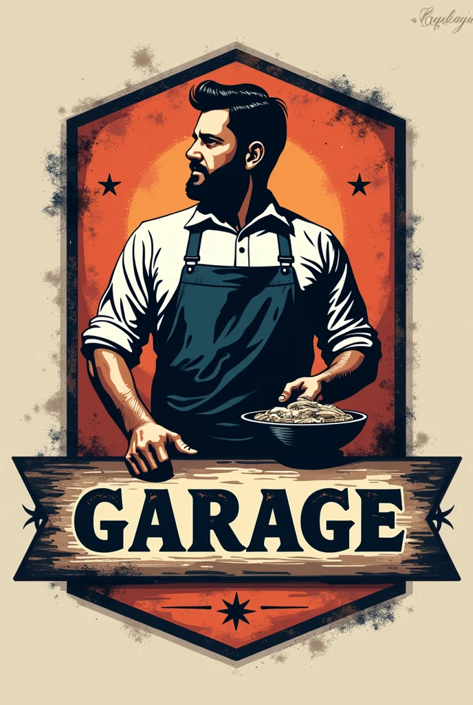 Generate a logo to sell meat and seafood food IN A GARAGE