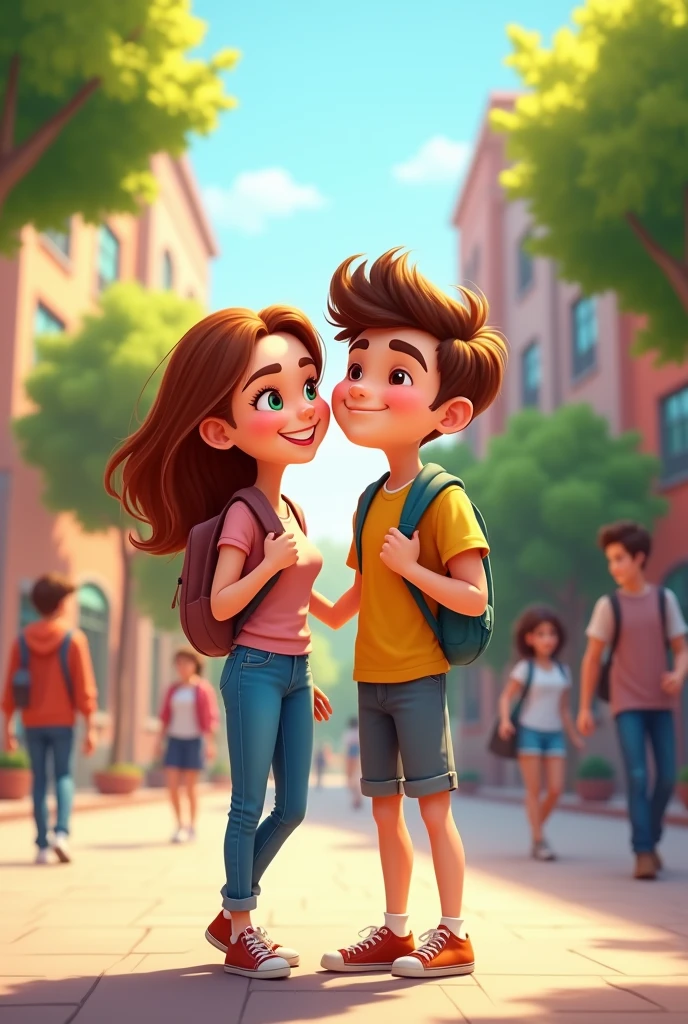 A pair of cartoon lovers in campus life