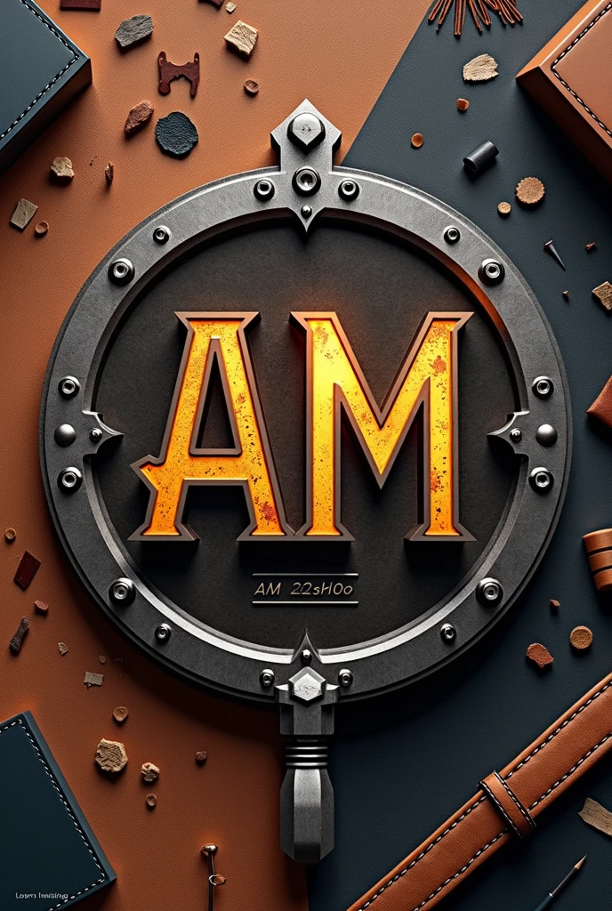 I want to create an image for a company specializing in leather working, wood working, 3d printing, and blacksmithing with the AM symbol
