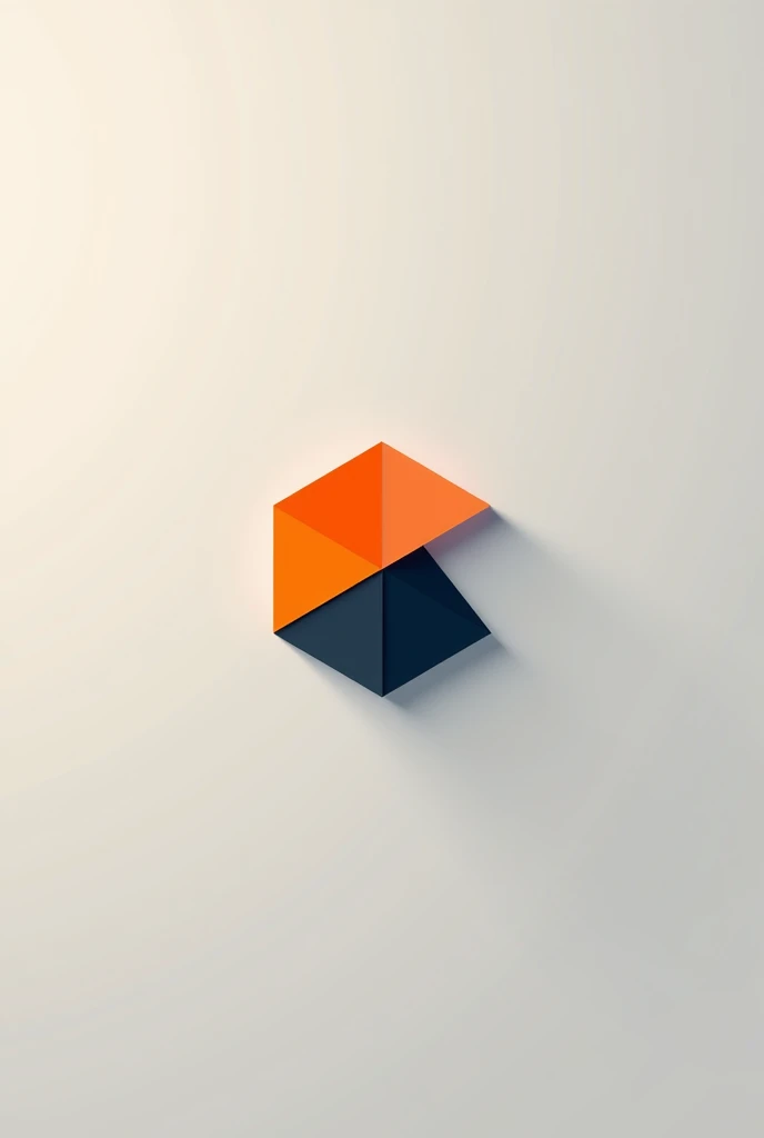 Create a minimalist symbol for the brand &#39;Konte Produções&#39;, an audiovisual production company. The symbol must be a stylized hexagon reminiscent of origami. Use orange colors, navy blue and white in the palette, with a clean and modern design that reflects the company&#39;s sophistication and creativity. The hexagon should have an origami style, with lines and angles that emphasize simplicity and elegance.