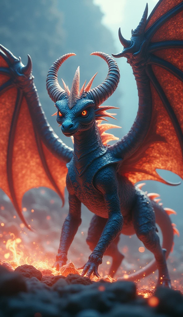 a fantasy mythological creature, magical fantasy beast, intricate detailed scales, horns, wings, photorealistic, hyper detailed, cinematic lighting, dramatic composition, vibrant colors, epic, (best quality,4k,8k,highres,masterpiece:1.2),ultra-detailed,(realistic,photorealistic,photo-realistic:1.37)