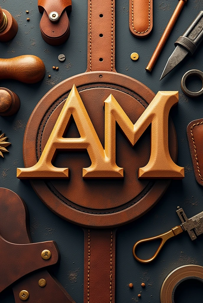 I want to create an image for a company specializing in leather working, wood working, 3d printing, and blacksmithing with the AM symbol
