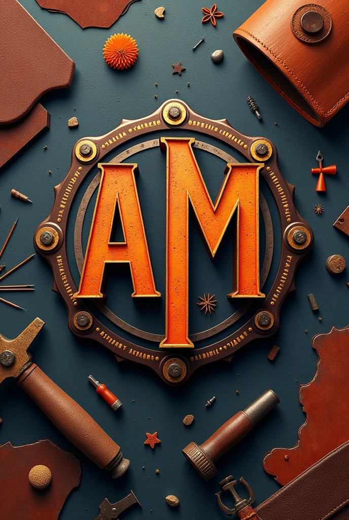 I want to create an image for a company specializing in leather working, wood working, 3d printing, and blacksmithing with the AM symbol
