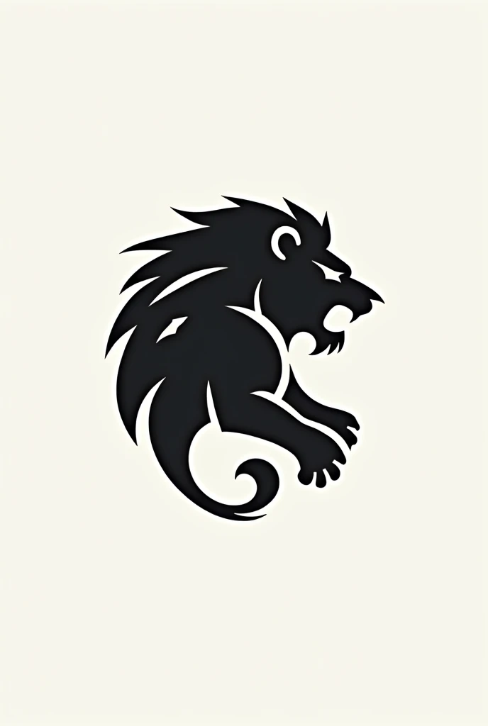 Create a modern logo of a simplified monochrome vectorized lion in attack position, for a fitness clothing and lifestyle brand, that communicates leadership, can, domination and prestige