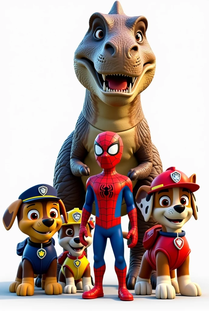paw patrol, Spider man, dinosaur on transparent background 