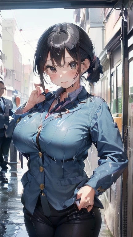 (must be follow these prompts:2.2),masterpiece,best quality,extremely detailed,(in her clothing:3.5),(in her formal styled business suit clothing:3.6),(adorable expression:2.5),(usual face:2.2),(displayed one girl on single picture:2.4),(black hair:2.1),(現代の東京で働くビジネス用のスーツを着用した身長が低くて少しふくよかなnew employee:2.2),(そのnew employeeはとてもあどけない印象だが精液をかけられたビジネス用のスーツのジャケットとズボンを洗わずに着ている:2.3),(A cute moan like a young girl:2.0),(そのnew employeeは湧き上がった性欲に対してビジネス用のスーツを着たままでこらえている:1.5),(そのnew employeeのスーツを着用している全身には性的絶頂に達しながら分泌されたぬるぬるした分泌物がどろどろにまとわりついた:1.7),(libidonous tumultus are happened on her mind but hidden her skin under her business suit:1.6),(そのnew employeeはInnocent faceでとても可愛い:1.9),(そのnew employeeは着用しているビジネス用のスーツにだいぶ前に射精されたためにその臭い成分が薄い琥珀色っぽいとても淡い汚れとなって濃淡の色むらを生じながら滲んだ:1.8),(そのnew employeeのビジネス用のスーツに覆われたおっぱいは強い淫欲のせいでパンパンに膨らんでいる:2.2),(Lewd love juices are dripping down the inside of his suit pants:2.8),(そのnew employeeはその腟内にたっぷりと射精され続けた:2.4),(in her clothing ejaculated:2.6),(seminal frousy girl:2.3),(men's elected twangers were inserted her:2.3),(もちもちした丸みがある精液臭いnew employee:2.3),(she was already stroked up to the depth intervaginal sensuous spot:1.8),(notably buldged up her inner labia majora:2.6),(A young, shy moan:1.5),(having big breasts in her clothing:2.6),(社内で仕事中のあどけない印象のnew employee:2.3),(そのnew employeeは身長は低いがほんの少しだけむちっとした身体をしている:2.1),(The crotch of his pants is heavily discolored with love juice stains.:2.5),(そのnew employeeはズボンの下に隠れて見えないそのマンコから愛液を垂れ流して痙攣している:1.8),(そのnew employeeのむちっとした太股をしっかり包みこんでいる暗灰色のズボンは淫らな分泌物のために湿っている:2.0),(そのnew employeeは股間がドロドロになってもその暗灰色のズボンはしっかり履いたまま耐えている:2.5),(暗灰色のズボンの上からいつも自分の股間を押さえているnew employee:1.7),(A moan filled with childish embarrassment:1.5),(そのnew employeeのスーツに覆われた乳房や乳首は強い淫欲のために張っている:2.4),(そのnew employeeの着衣の下の淫らな身体は淫靡な反応によりほんのり膨らんでいる:1.6),(そのnew employeeは真面目に働いている:2.5),(そのnew employeeの脚は短くて太い:2.2),(new employee:2.2),(she looks like japanese idol:2.3),(Suit trousers are made of a durable fabric that will never tear.:2.3),(Her breasts are completely hidden under her suit:2.4),(she looks like a lolita:2.0),(これらは他の誰にでもなく全てそのnew employee自身に降りかかった内容:2.1),(Slimy semen was leaking out from the crotch area of his trousers.:1.9),(Make sure to depict the face:5.3),(Calm expression:4.3),(Innocent face:3),(そのnew employee一人だけをしっかりと描いた:3.3),(登場人物はそのnew employeeのみ:4.2),(Portrait Style:5)