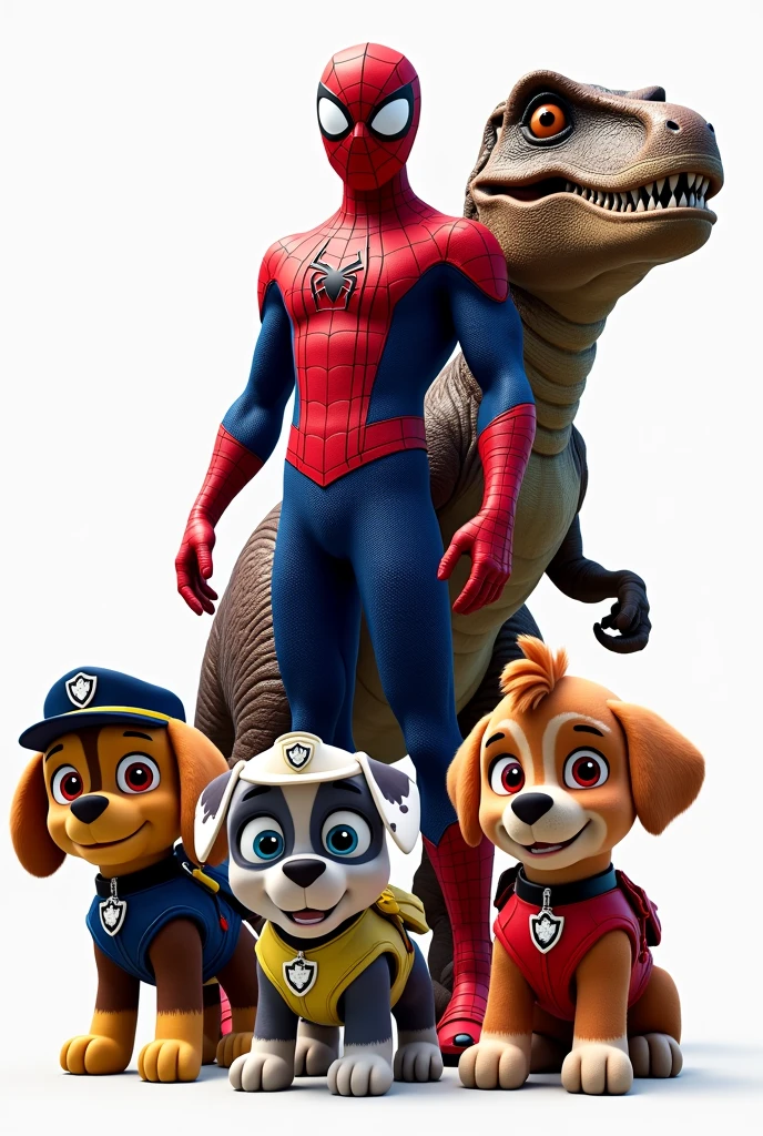 patrulha canina com fantasia do Spider man, Spider man, dinosaur on transparent background