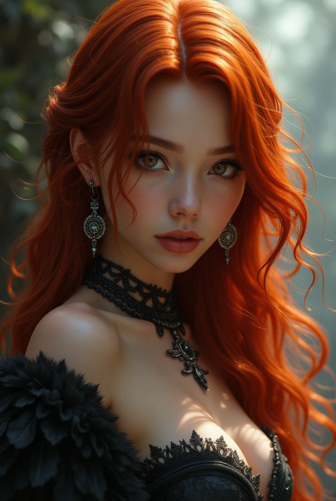 Create an RPG character with dark copper red hair