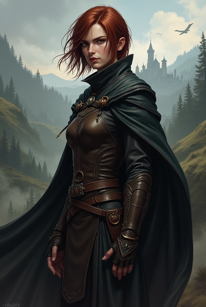 Create an RPG character with dark reddish brown hair