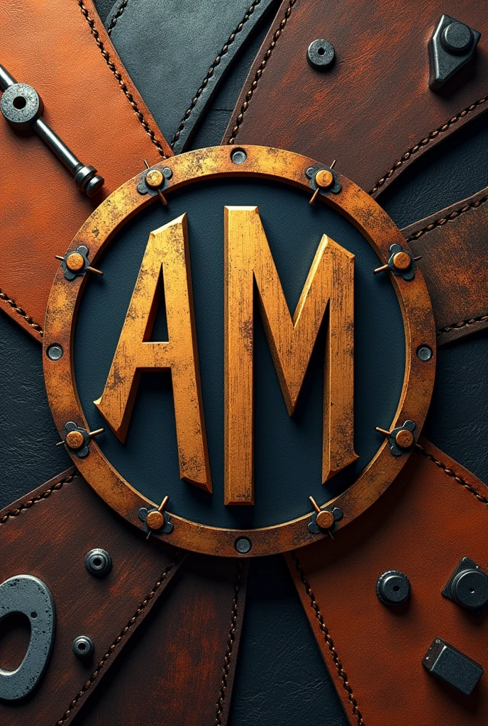 I want to create an image for a company specializing in leather working, wood working, 3d printing, and blacksmithing with the AM symbol