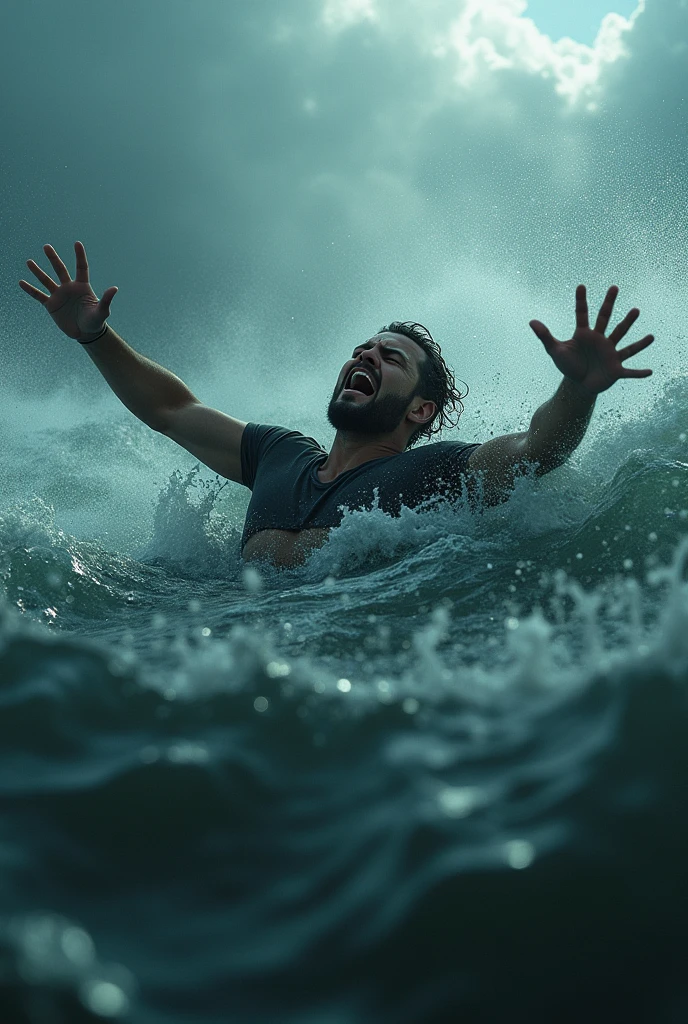 bet, when he noticed the wind, Peter was afraid and, Starting to sink, He shouted: - Sir, save me!