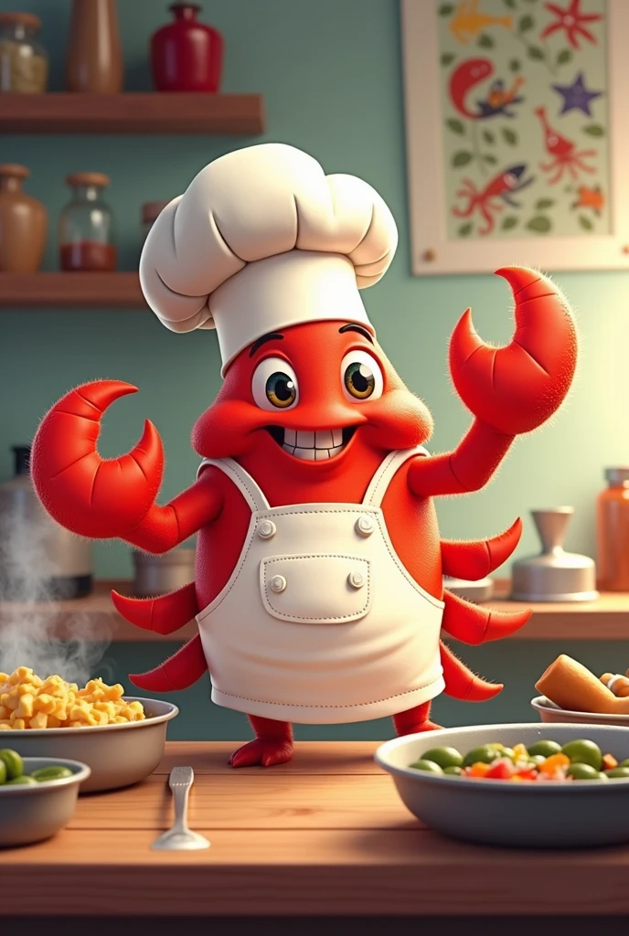 Help me generate an animated cute chef crab named Crab