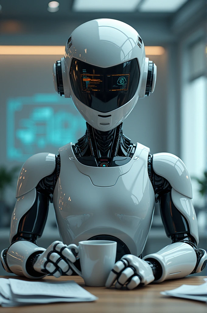 art of a robot code reviewer avatar as a selfie