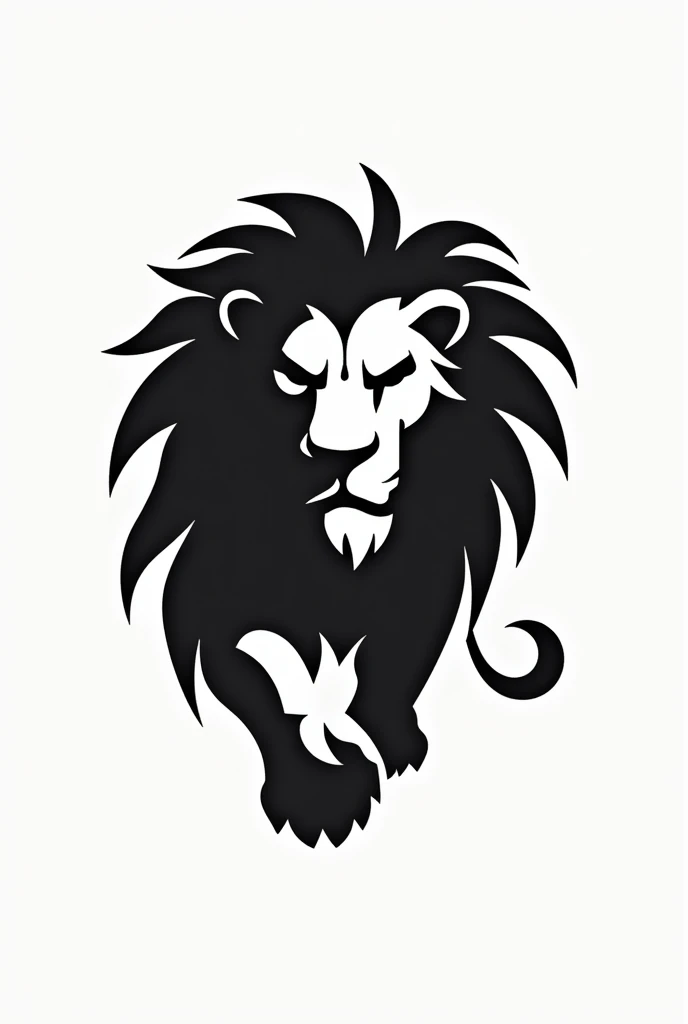 Create a modern logo of a simplified monochrome vectorized lion in attack position, for a fitness clothing and lifestyle brand, that communicates leadership, can, luxury and prestige