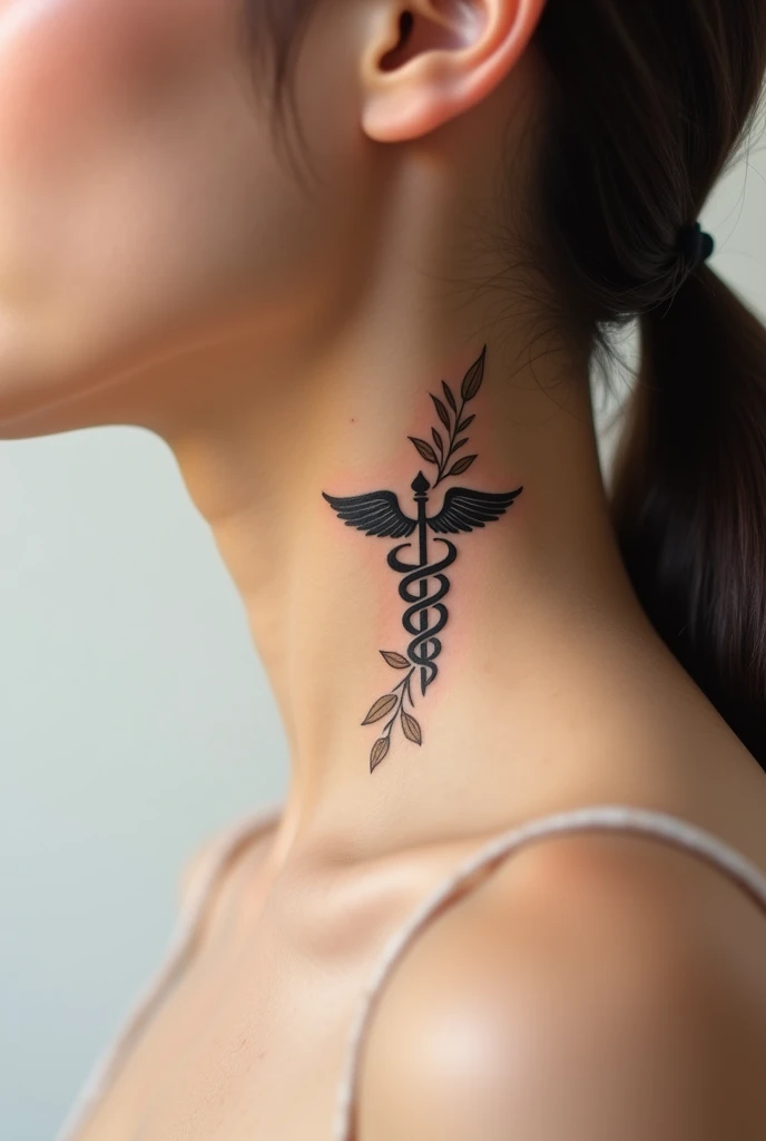 Feminine tattoo that matches accounting sciences , using the symbol of the profession, o CADUCEO