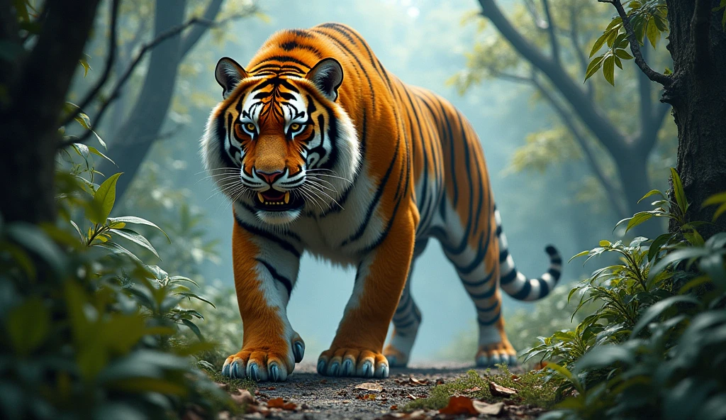 A big and terrible tiger lived in the forest