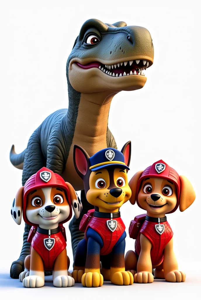 paw patrol in spiderman costume, spiderman and dinosaur on transparent background