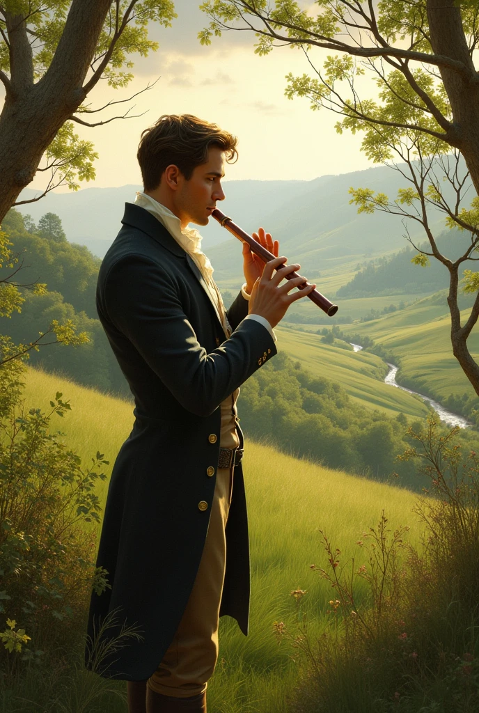 moments in the countryside with a man who plays the flute in the year 1800