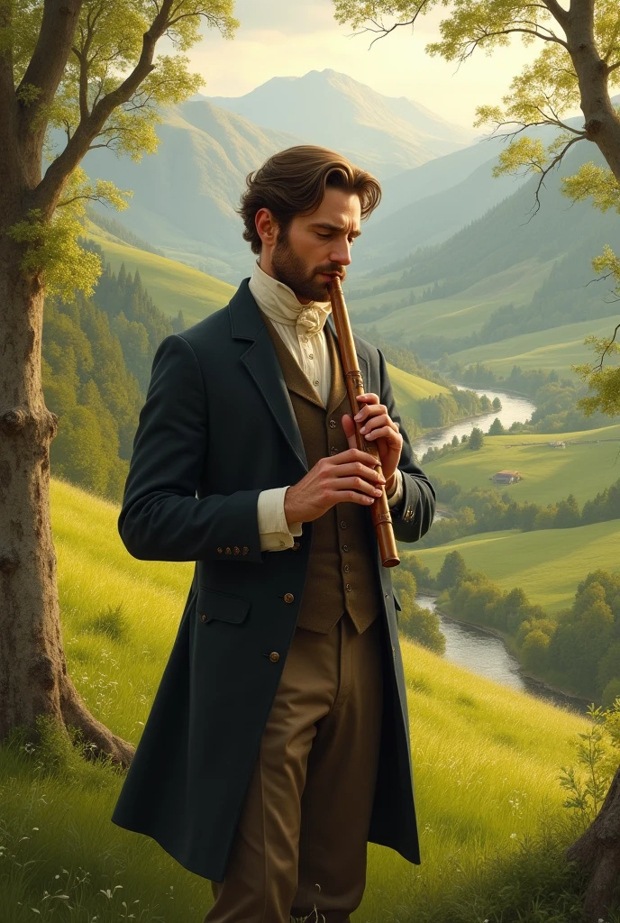 moments in the countryside with a man who plays the flute in the year 1800
