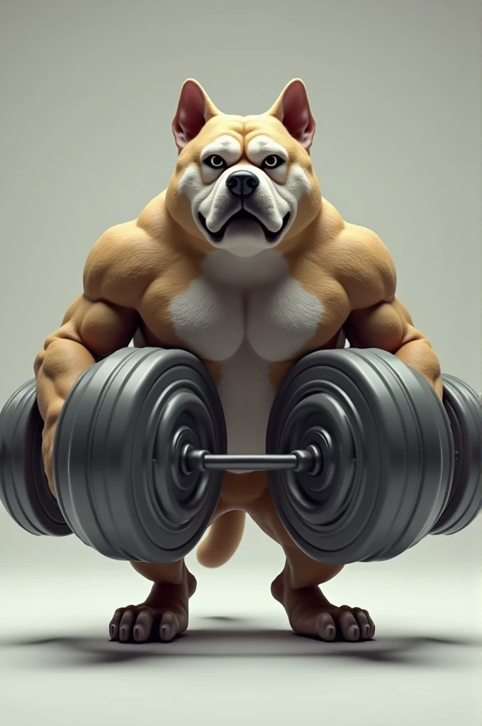 Muscular dog carrying weights in 3D