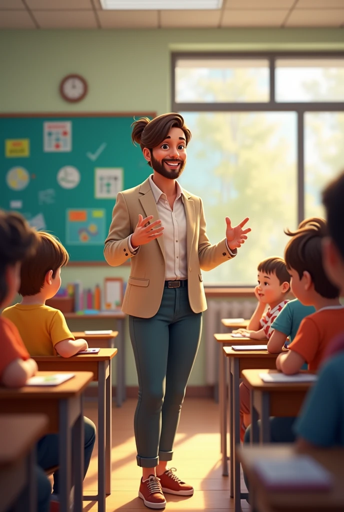 Where a teacher is teaching in a classroom using daily routines with a game lottery 