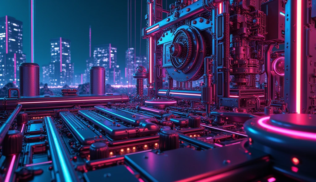 Create a Mechatronics Engineering wallpaper, neon light
