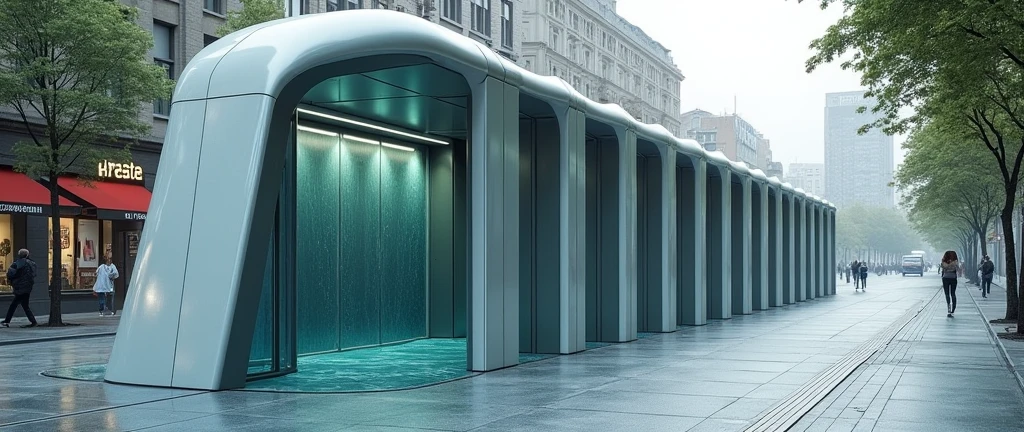Please help design a toilet that can collect rainwater on the sidewalk.