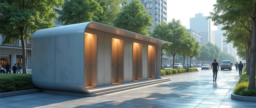 Please help design a toilet that can collect rainwater on the sidewalk.